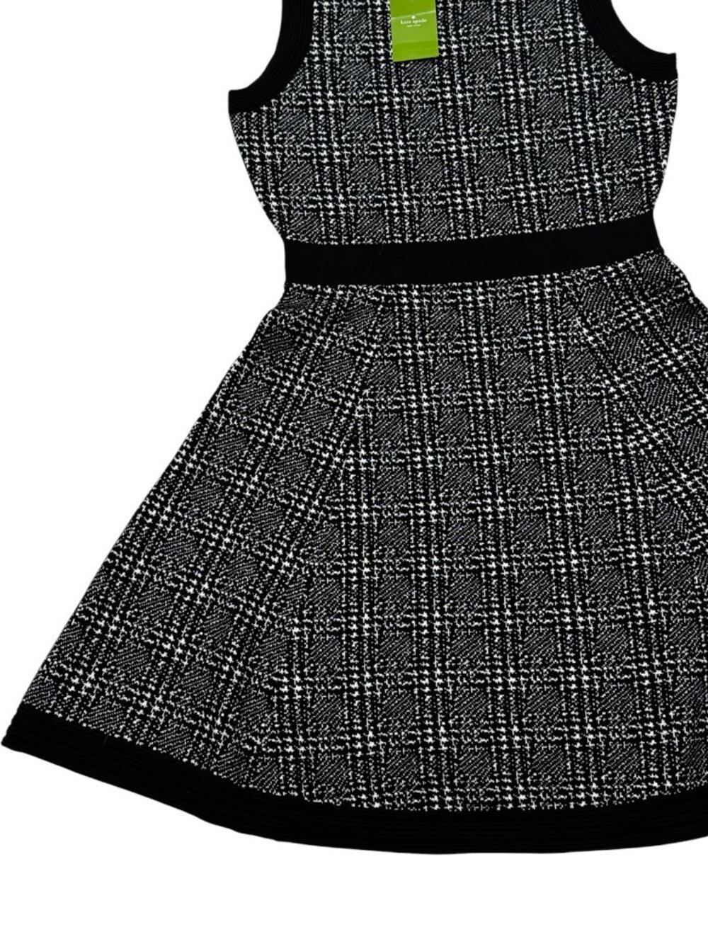Kate ♠️ Spade "Out West" Mod Plaid Sweater Dress NWT Small Black White Wool NWT - Picture 4 of 10